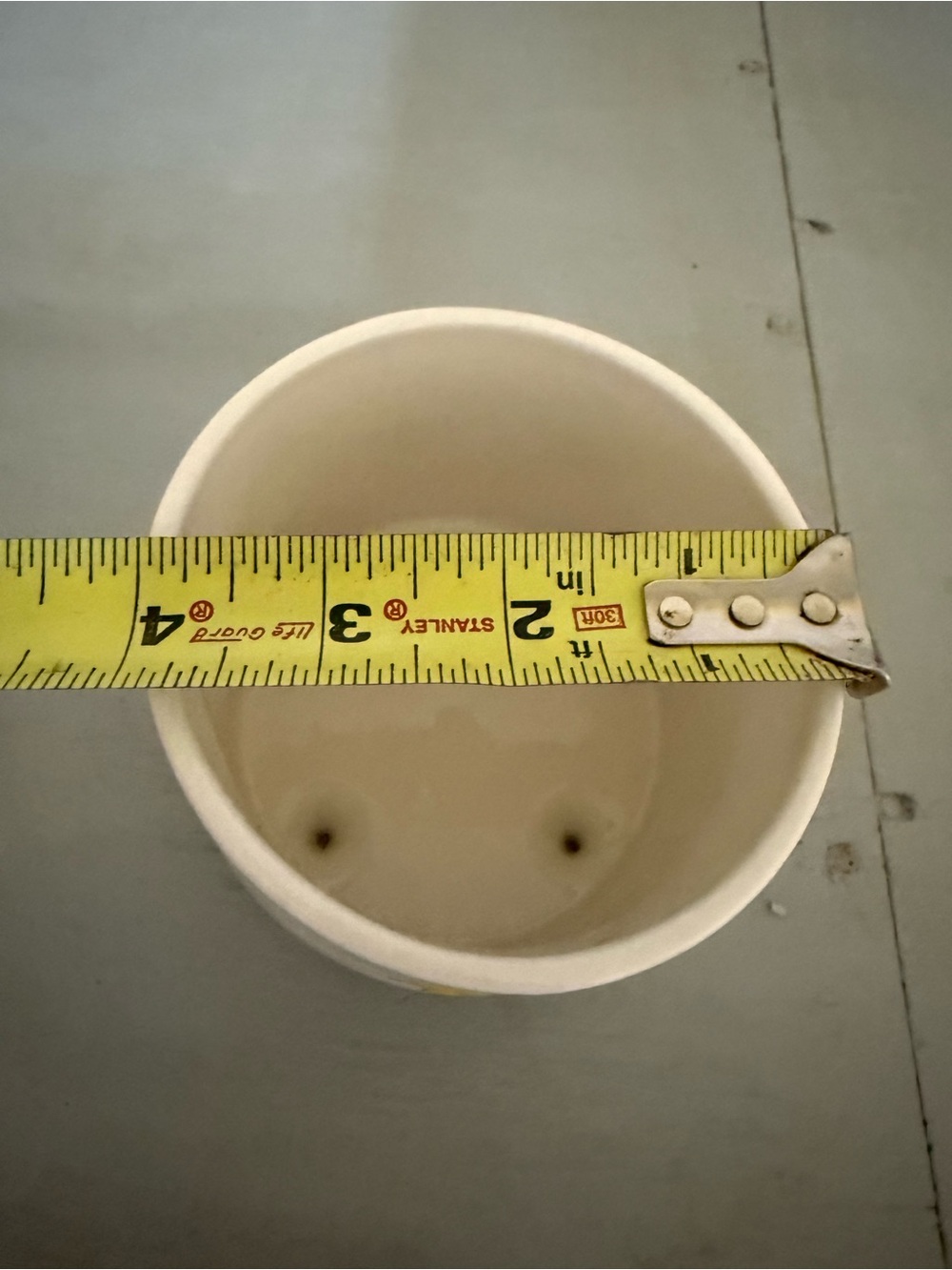 Rae Dunn White Ceramic Planter with Black Lettering and Yellow Accent - Picture 3 of 4